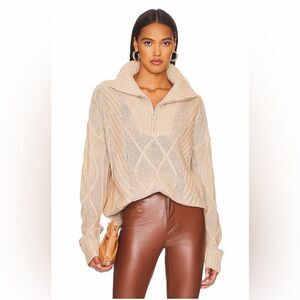 SYNDYS Cream Cable Knit Turtleneck Sweater Women S